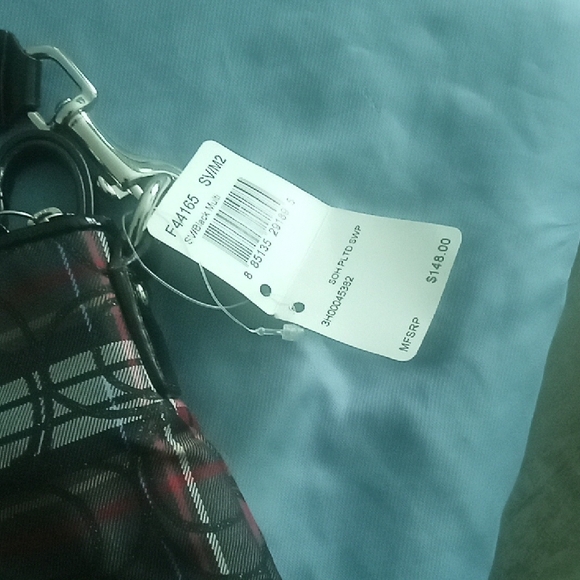(Final Sale)Coach Black and Red Plaid Crossbody Bag - Picture 5 of 11